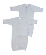 Boy 100% Cotton Preemie Solid Blue Gown - 2 Pack Preemie - £15.58 GBP