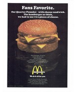 1978 McDonalds Print Ad Quarter Pounder with Cheese 8.5&quot; x 11&quot; - £14.34 GBP