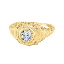 1 Carat Moissanite Filigree Ring Men Jewelry 18K Yellow Gold Plated Men&#39;... - £273.94 GBP