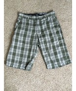 VOLCOM Mens Size 30 Painted Plaid Chino Green Black Tan Shorts - £14.15 GBP