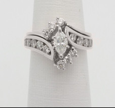 2 3/4ct Simulated Marquise Diamond Wedding Bridal Ring 14k White Gold Plated - £43.14 GBP