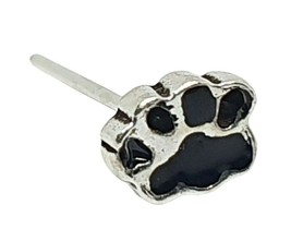 925 Silver Paw Nose Stud Perro Gato Esmalte negro 22 g (0,6 mm) L Stud... - $6.33