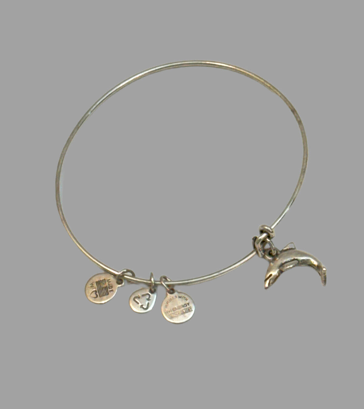 Alex and Ani Dolphin Charm Expandable Bracelet Silver Metal Finish US D498,167 - $9.75