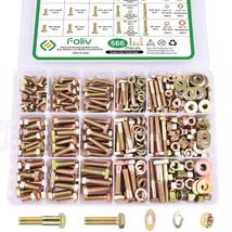 Heavy Duty Bolts And Nuts Assortment Kit By Foliv, 566 Pcs., Grade, 16 I... - £56.35 GBP