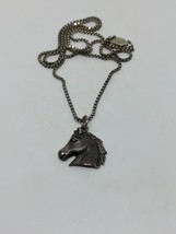 Vintage Sterling Silver 925 Horse Pendant Box Chain Necklace 17&quot; - £19.65 GBP