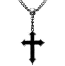 Alchemy Gothic Osbourne&#39;s Black Aiguise Cross Pendant Skull Ozzy Necklac... - $33.95