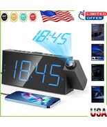 Large LED Projection Alarm Clock with 180° Rotatable Projector &amp; USB Cha... - $664.49 MXN