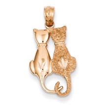 14K Rose Gold Double Cat Pendant - £143.84 GBP