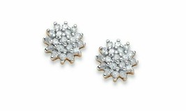0.37Ct Simulated Diamond Cluster Stud Earrings 14K Yellow Gold Plated Silver - £72.86 GBP