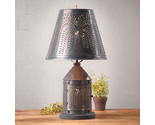 Fireside Metal Table  Lamp  Punched Tin Willow Shade in Kettle Black MAD... - $275.95