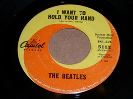 The Beatles I Want To Hold Your Hand 45 Rpm Record Capitol Orange Swirl Label - £13.58 GBP