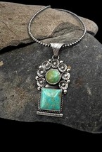 Miriam Garcia Navajo Pearl Sterling Natural #8 Tyrone Turquoise Pendant Necklace - £239.05 GBP