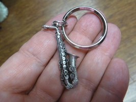 (M-15-F) ALTO SAX Saxophone KEY CHAIN pewter JEWELRY keychain I love jaz... - £17.07 GBP