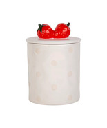 59 Oz Wax Resist Dot Canister With Figural Strawberry Finial - $39.45