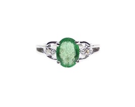Emerald Diamond Anniversary Ring 925 Silver Emerald Diamond Band May Birthstone - £36.79 GBP+