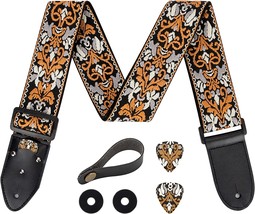 Neuschwan Guitar Strap, Jacquard Embroidered Cotton Guitar Straps, With ... - $31.98