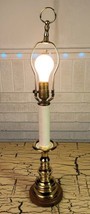 VTG Baldwin Tall Brass Wood Candlestick Table Lamp Desk Study Living Room Works - £49.73 GBP