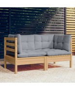 2-Seater Patio Sofa with Gray Cushions Solid Pinewood - $6,928.18 MXN