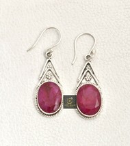 925 Sterling Silver Handmade Ruby Gemstone Earring One of a Kind Her Gift ES1259 - £38.43 GBP