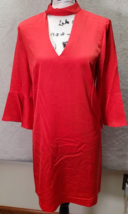 Philosophy Shift Dress Womens Medium Red Long Sleeve Halter Neck Cutout Back Zip - £25.44 GBP