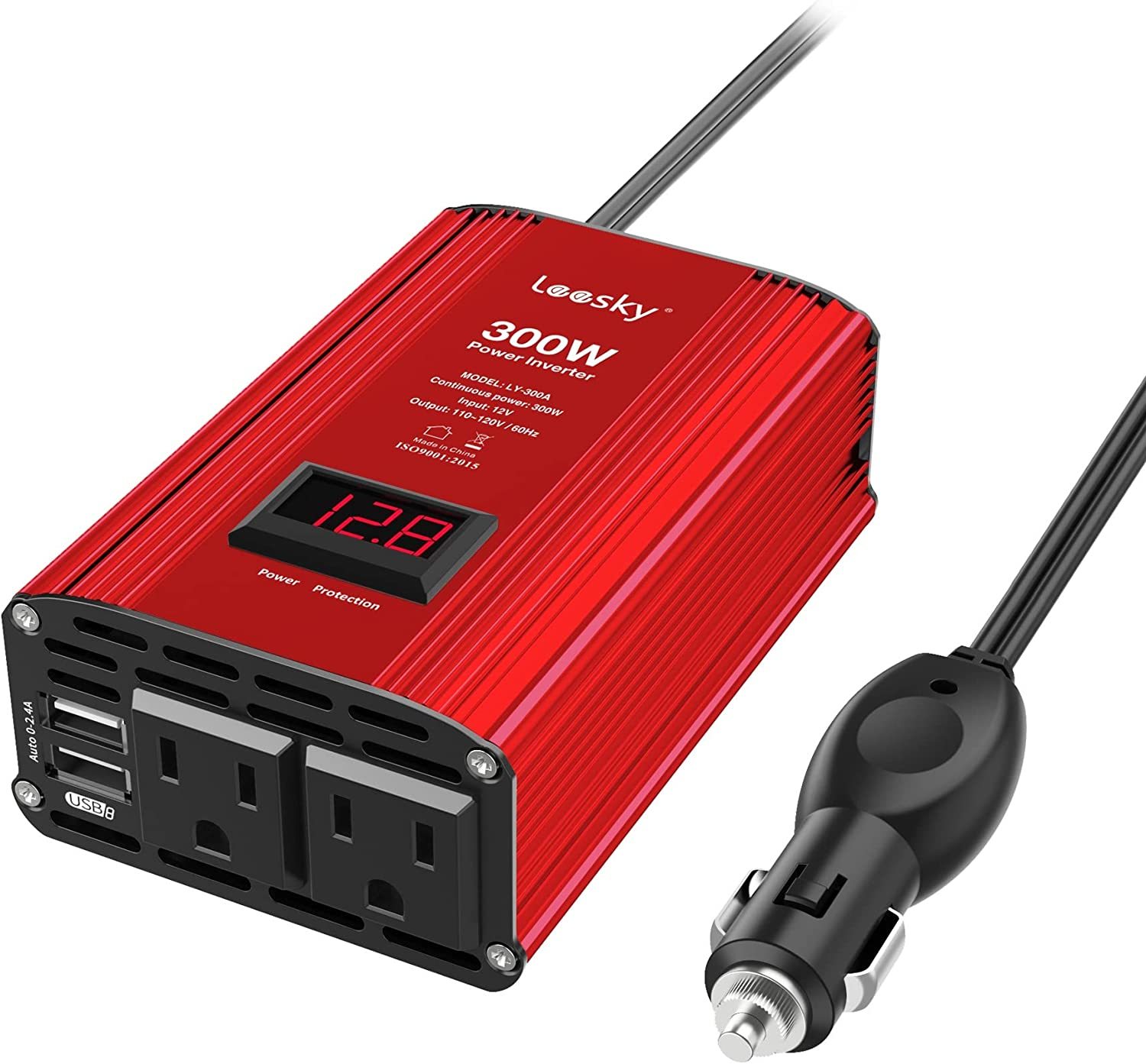 Power Inverter 300W Modified Sine Wave Car Converter Dc 12V To Ac 120V W... - $38.99