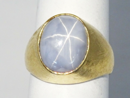 8.5ct Oval Natural Star Sapphire Dome Ring Florentine Finish 14k Gold Size 5.75 - £1,921.22 GBP