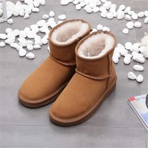 Genuine Leather Natural Wool Snow Boots Women Warm Winter Boots Waterproof Non-s - £73.69 GBP