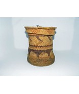 VINTAGE 9.25&quot; x 7.50&quot; DECORATED NATIVE AMERICAN LIDDED BASKET w/HANDLE - $110.00
