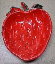Vintage Ceramic Strawberry Trinket Candy Dish USA - 4.5 X 6&quot; - $12.89