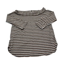 2 Hearts Shirt Womens L Multicolor Pinstriped Cowl Neck Quarter Sleeve Top - $18.69