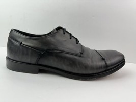 John Varvatos Men Size 10 Black Distressed Leather Cap Toe Lace Up Derby Shoes - £33.34 GBP