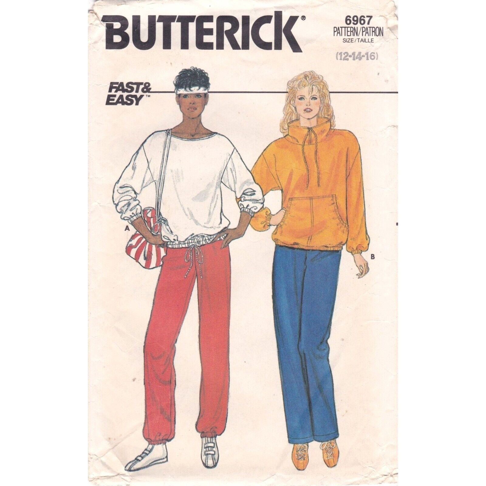 Vintage Sewing PATTERN Butterick 6967, Misses Fast and Easy 1980s Top and Pants - £6.17 GBP