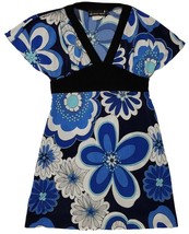 UN DEUX TROIS Girl XL Short Sleeve V- Neck Floral Print Dress Made in US... - $19.79