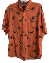 Crown &amp; Ivy Mens Shirt XXL Button Front Hawaii Vacation Toucan Bird Orange - £9.72 GBP
