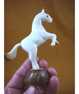 TNE-HORS-427A) little white Stallion rearing Horse tagua nut carving col... - £33.35 GBP