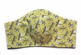 Dragonfly Face Mask, Yellow Black Silver Glitter Insect Bug, triple layer 100% c - £13.27 GBP