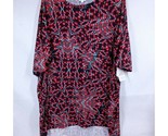 NWT Lularoe Irma Tunic Black With Red &amp; Gray Floral Designs Size XL - $291.53 MXN