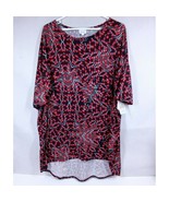 NWT Lularoe Irma Tunic Black With Red &amp; Gray Floral Designs Size XL - $22.29 CAD