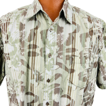 Island Shores Hawaiian Aloha XL Shirt Hibiscus Plumeria Floral Tropical Stripe - £39.37 GBP