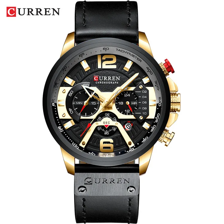 2024 CURREN Men    Blue Leather   Watch For Men Fashion Date Waterproof Clock Re - $63.40