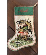 Vtg Hummel Christmas Stocking Embroidered Crewel On Linen &amp; Felt - €24,31 EUR