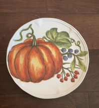 NEW (4) Maxcera Fall Pumpkin Salad Thanksgiving Dinner Plates 9 1/4” - £59.94 GBP