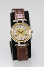 Fossil Watch Women Gold Silver Stainless Steel Brown Leather WR White Quartz - £26.60 GBP