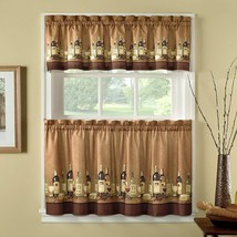 Tuscany Vineyard Wines, Bottles, Glasses 3 Piece Window Valance &amp; Tier S... - £14.15 GBP