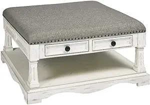 Progressive Furniture Belhamy Park Cocktail Table, Chalk White/Gray Fabric - £520.95 GBP