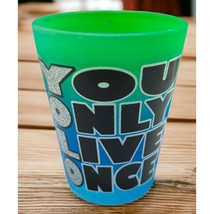 YOLO Shot Glass Flosted Blue and Green Souvenir You Only Live Once Glitter - $12.97