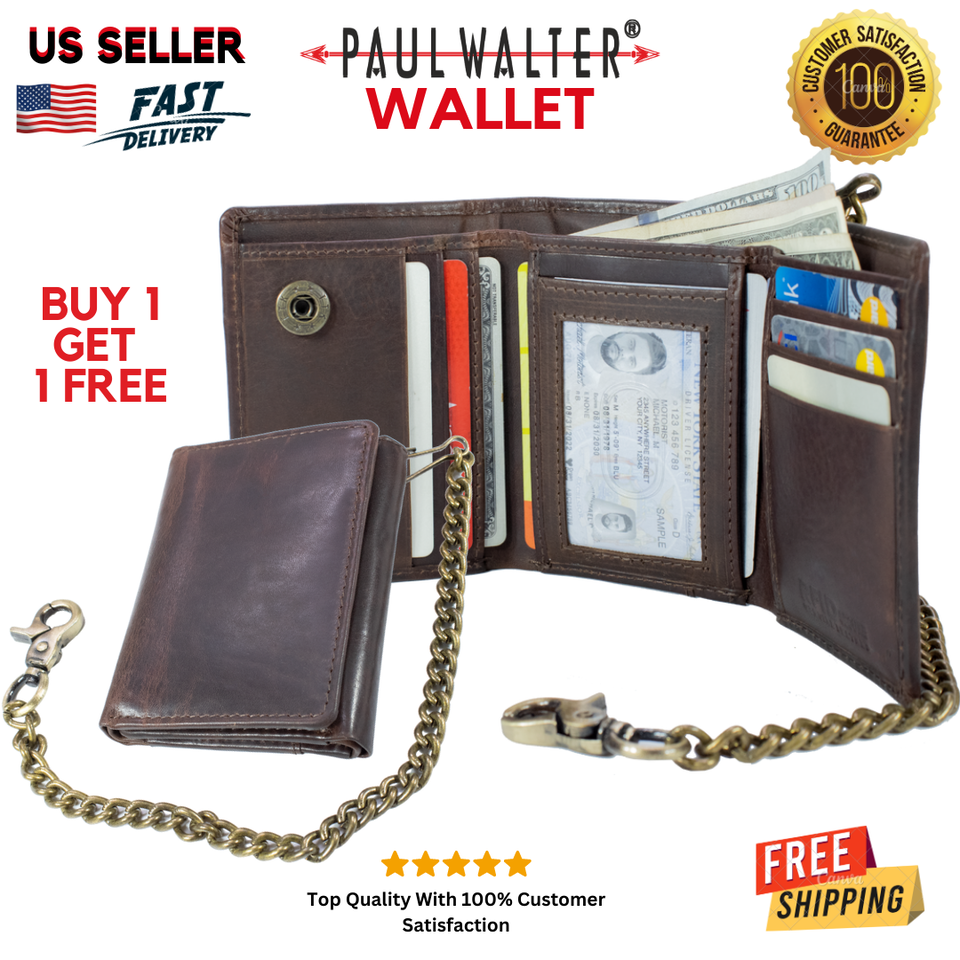 Primary image for Buy 1 get 1 Free Hunter Leather Biker,Truck Long Chain Wallet with RFID Blocking