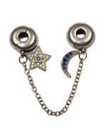 Gnoce Sparkling Moon and Star Starry Night Safety Chain Charm S925 Silver  - £20.67 GBP