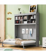 Queen Size Murphy Bed Wall Bed with Top Shelves &amp; USB,Gray - $1,193.99