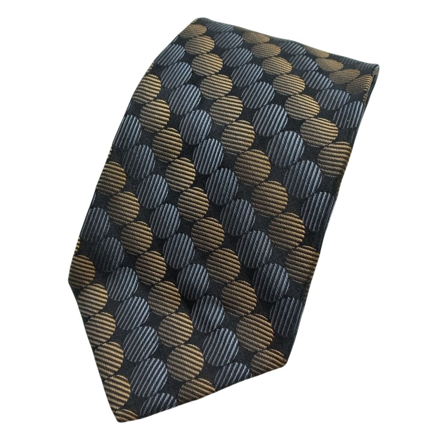 Primary image for Paul Dione Navy Blue Gold Circle Tie Necktie Silk